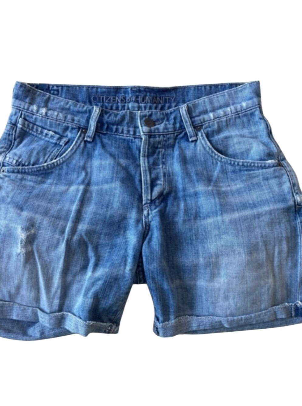 Citizens Of Humanity Size 25 Cuffed Distressed Jean Shorts Button Fly
